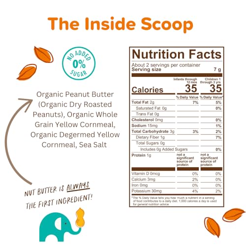 Puffworks Baby Organic Peanut Butter Puffs, Perfect for Early Peanut Introduction, Plant-Based Protein, USDA Organic, Gluten-Free, Vegan, Non-GMO, Kosher, 0.5 Ounce (Pack of 12)