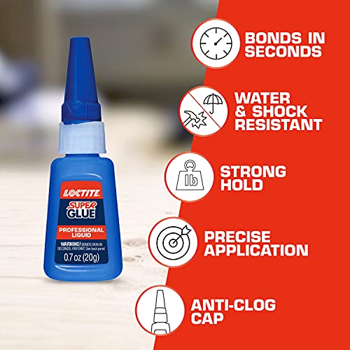 Loctite Super Glue Liquid Professional, Clear Superglue For Plastic, Wood, Metal, Crafts, & Repair, Cyanoacrylate Adhesive Instant Glue, Quick Dry - 0.14 fl oz Bottle, Pack Of 12