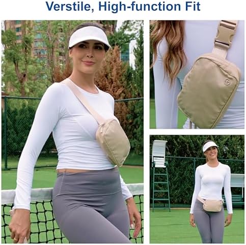 Pander Two Way Zipper Fanny Pack Nylon Everywhere Belt Bag for Women, Water Repellent Waist Packs, Crossbody Bags with Adjustable Strap (Grey Sage).