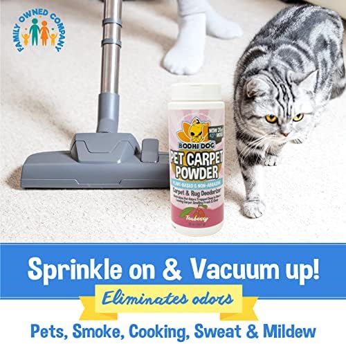 Bodhi Dog Natural Carpet Deodorizer Powder - Dry Pet Smell Eliminator & Urine Odor Remover - Loosens Fur & Dirt - Plant-Based Room Freshener for Vacuuming Home with Pets - Teaberry (Pack of 1)