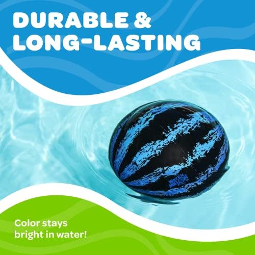 Watermelon Ball – The Ultimate Swimming Pool Game | Pool Ball for Under Water Passing, Dribbling, Diving and Pool Games for Teens, Kids, or Adults | Balls Fills with Water (9 inch Ball (Blue))
