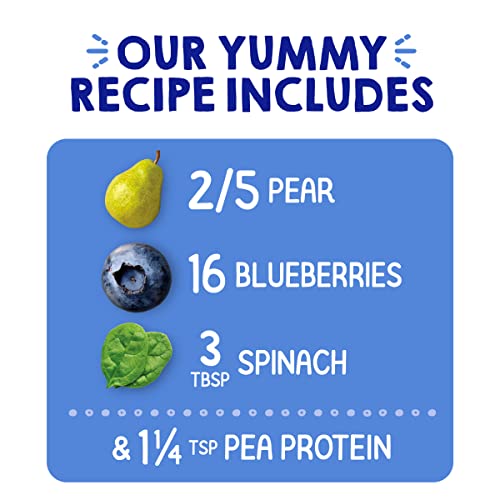 Happy Tot Organics Stage 4 Baby Food Pouches, Gluten Free, Vegan Snack, Fiber & Protein Fruit & Veggie Puree, Pears, Blueberries & Spinach, 4 Ounce (Pack of 16)