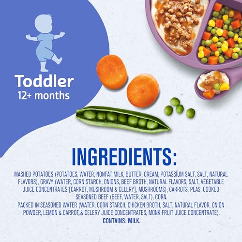 Gerber Toddler Food, Mashed Potatoes & Beef in Gravy, Mealtime for Toddler, 8PK
