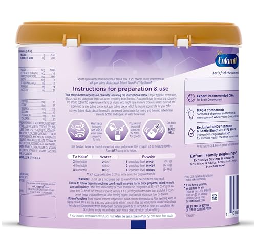 Enfamil NeuroPro Gentlease Baby Formula, Brain Building DHA, HuMO6 Immune Blend, Designed to Reduce Fussiness, Crying, Gas & Spit-up in 24 Hrs, Baby Milk, 19.5 Oz, Pack of 4
