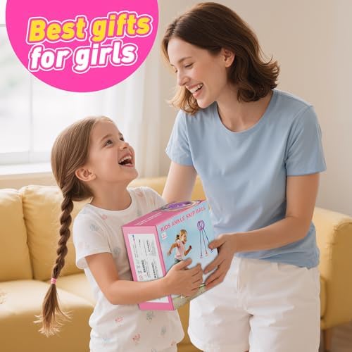HopeRock Skip Ball Toy for Girls Ages 6-10,Girl Birthday Gifts,3 Fun Modes,Flashing Light-Up Wheel,LED Digital Counter,Replaceable Battery,Girl Birthday Gifts for Age 6-10+,Fun Outdoor Girl Toys-Pink