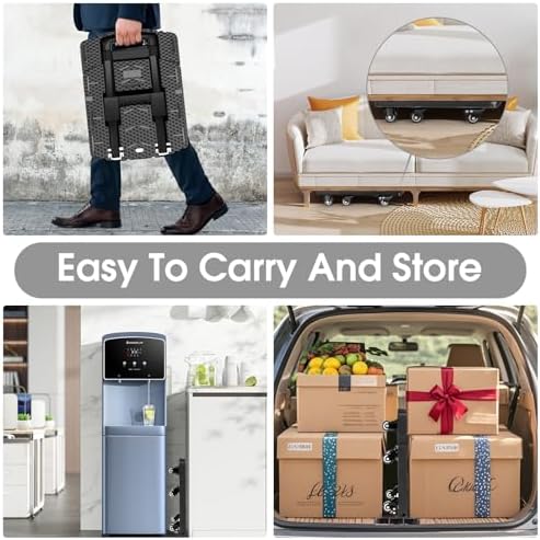Folding Hand Truck 500lbs, Portable Heavy Duty Dolly Cart, 6 Wheels Collapsible Luggage Cart with 2 Elastic Ropes - Compact Trolley Cart for Easy Moving - Ideal Hand Cart for Travel and More