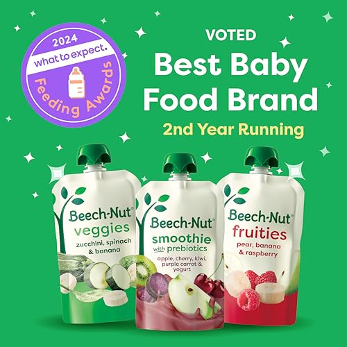 Beech-Nut Baby & Toddler Food Pouches Variety Pack, Protein & Fiber/Iron & Zinc/Prebiotic Fiber Fruit & Veggie Purees, 3.5 oz (18 Pack)