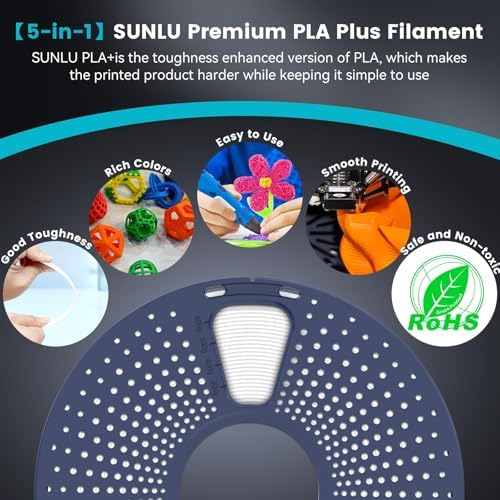 SUNLU 4KG 3D Printer Filament PLA Plus 1.75mm, Neatly Wound PLA Filament 1.75mm PRO, PLA+ Filament for Most FDM 3D Printer, 1kg Spool, 4 Packs, Black