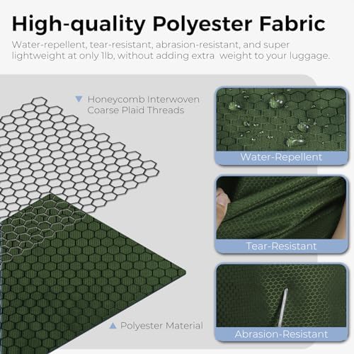 Fmeida 65L Duffle Bag with Shoes Compartment, Foldable Travel Duffel Bags for Men Women, Large Packable Travel Bag Water Repellent & Tear Resistant (Green)