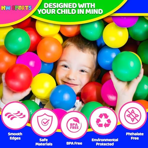 Play Balls for Ball Pit, Plastic Crush Proof, Phthalate & BPA Free, Assorted Colors (200 Balls)