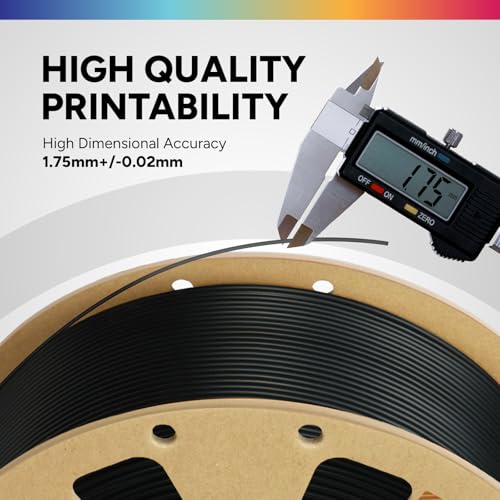 OVERTURE 4KG Bundle PLA Filament 1.75mm, Neatly Wound 3D Printer Filament 4 Pack 1kg Spool (2.2lbs), Dimensional Accuracy +/- 0.02 mm, Fit Most FDM 3D Printers (Black 4-Pack)