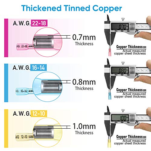 TICONN 500Pcs Heat Shrink Wire Connectors, Waterproof Automotive Marine Electrical Terminals Kit, Crimp Connector Assortment, Ring Fork Spade Butt Splices