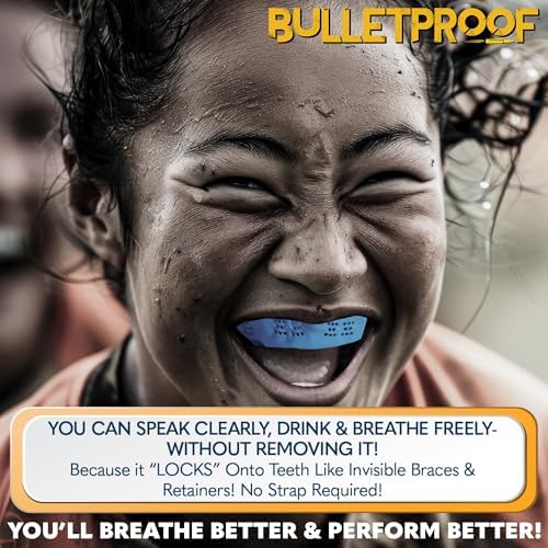 Bulletproof: World’s Thinnest Most Breathable Mouthguard is 3X Stronger! Football MMA Hockey Rugby Basketball BJJ Lacrosse Boxing Sports Mouth Guard Grinding Teeth. Men Women Adult Youth Kids Braces