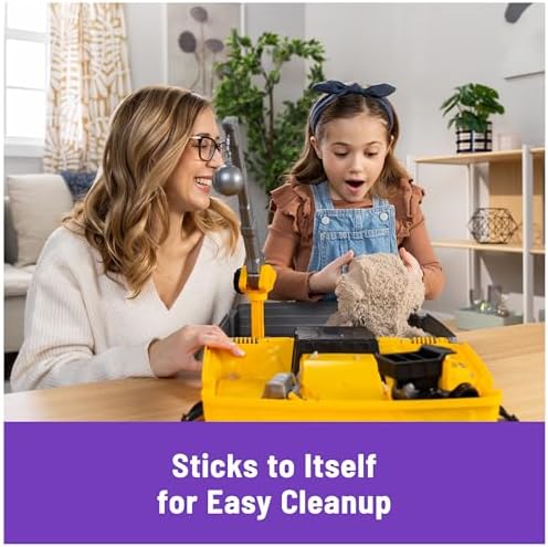 Kinetic Sand, Construction Site Folding Sandbox with 2lbs Play Sand & Toy Truck, Sensory Toys for Kids & Classroom, Back to School Teacher Must Haves