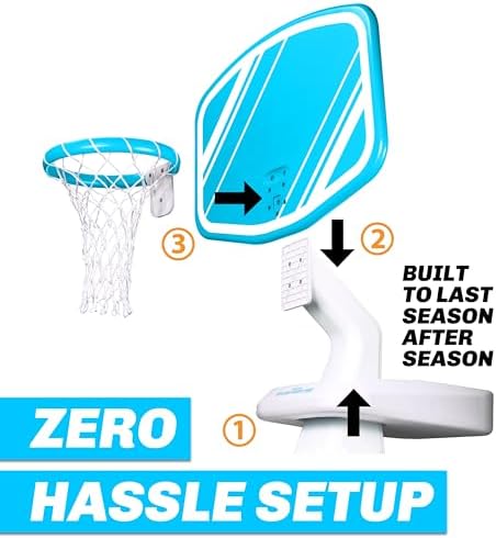 GoSports Splash Hoop PRO Swimming Pool Basketball Game, Includes Poolside Water Basketball Hoop, 2 Balls and Pump – Aqua
