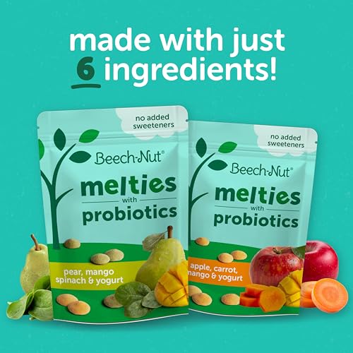 Beech-Nut Probiotic Melties Baby & Toddler Snack Melts, Apple Carrot Mango Yogurt, 1 oz (7 Pack)