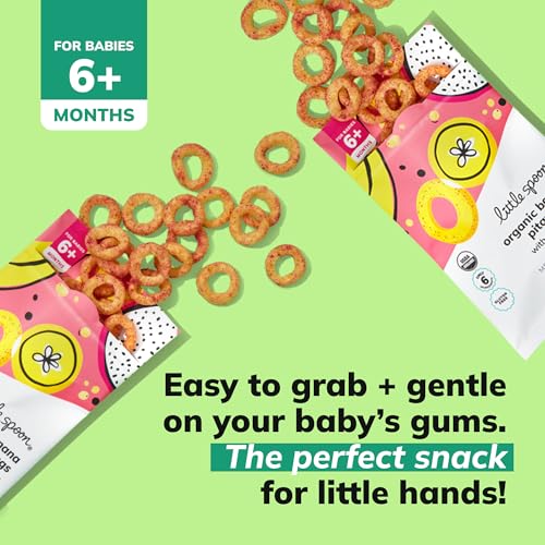 Little Spoon Banana Pitaya Meltable Baby Puffs, Organic Corn Quinoa Sorghum, No Rice, No Added Sugar Snacks, Encourages Self-Feeding, 1 Oz Bag, 4 Pack