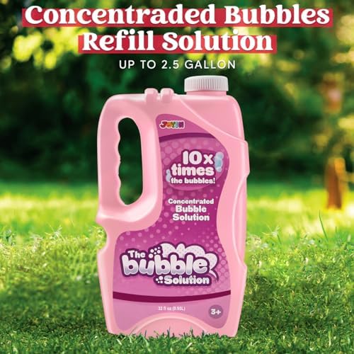 JOYIN 32 oz Bubble Solution Refills (Close to 1L/ 2.5 Gallon), Concentrated Solution for Bubble Machine, Wands, Blower, Easter (Pink)