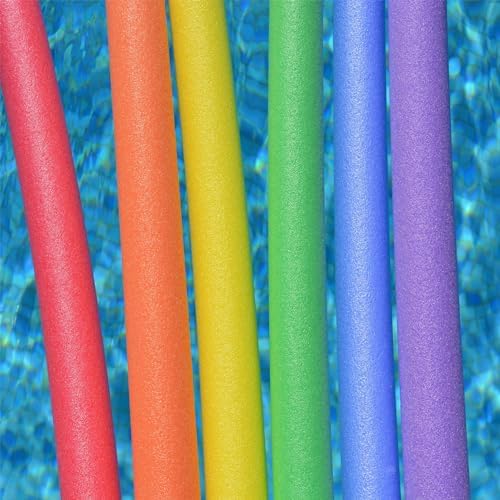 Oodles of Noodles 6 Pack Black Foam Pool Noodles – 48” x 2.5” Hollow Core – Extra Dense, Durable – Made in North America