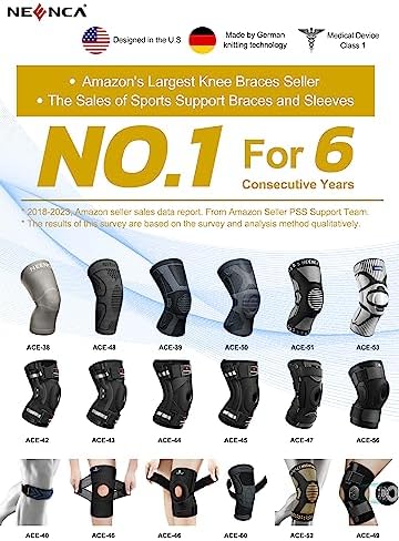 NEENCA Professional Knee Brace for Pain Relief, Medical Knee Support with Patella Pad & Side Stabilizers, Compression Knee Sleeve for Meniscus Tear, ACL, Joint Pain, Runner, Workout - FSA/HSA APPROVED