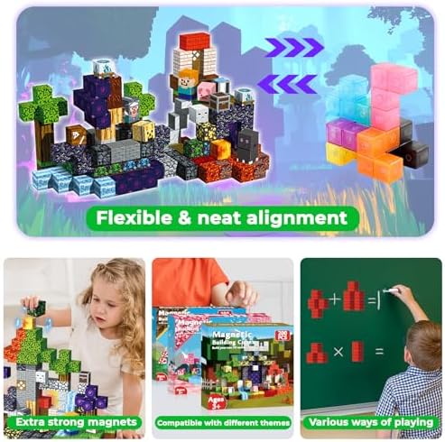 200 PCS 0.8in Magnetic Blocks - Magnet Toys for Kids, Magnetic Building Blocks Cubes, Stacking Magnets, School STEM Toys Birthday Gifts for Boys and Girls Age 3+ Years Old (Theme: Portal)