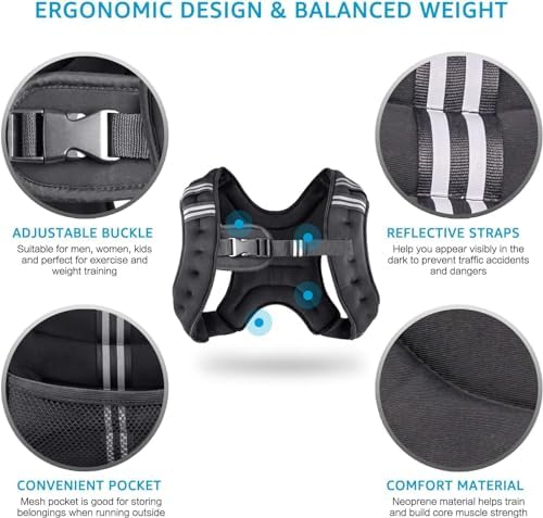 Weighted Vest Weight Vest for Men Women Kids Weights Included, Body Weight Vests Adjustable for Running, Training Workout, Jogging, Walking