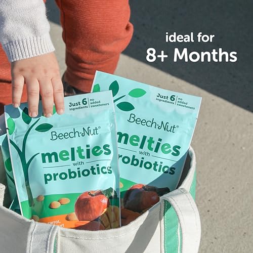 Beech-Nut Probiotic Melties Baby & Toddler Snack Melts, Pear Mango Spinach Yogurt, 1 oz (7 Pack)