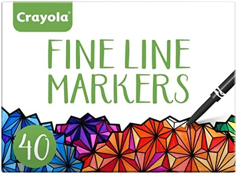 Crayola Fine Line Markers for Adults (40ct), Skinny Marker Set for Adult Coloring Books, Aesthetic Art Supplies, Stress Relief Activity, Coloring Supplies