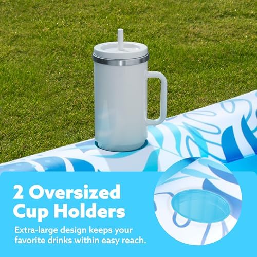 SLOOSH Inflatable Tanning Pool Lounger Float, 70" x 46" Pool Floats Adult with Pillow, 4 in 1 Suntan Tub Raft Floatie,Sunbathing Bed Lounge for Water Blow Up Kids Ball Pit Party Gifts, L-Blue