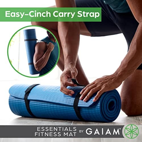 Gaiam Essentials Thick Yoga Mat Fitness & Exercise Mat with Easy-Cinch Carrier Strap,72"L X 24"W X 2/5 Thick, 10mm