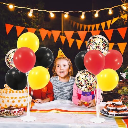 Red Yellow and Black Balloon Stand Centerpiece Table Decorations for Mouse Birthday Mickey Theme Party Decorations(Red yellow black set4)