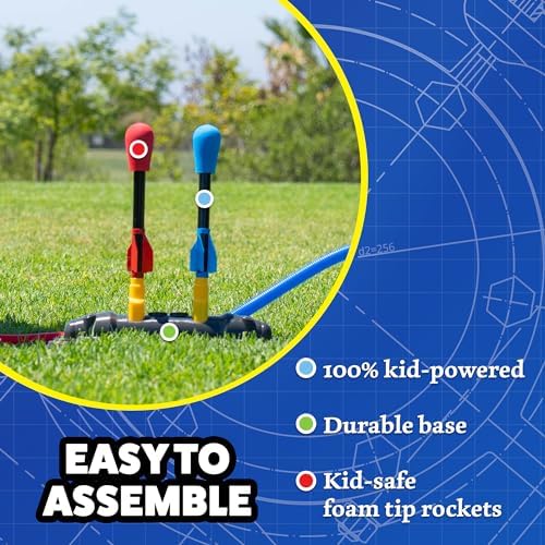 Stomp Rocket Original Dueling Rocket Launcher for Kids, 8 Rockets - Fun Backyard & Outdoor Kids Toys Gifts for Boys & Girls -Toy Foam Blaster Set Soars 200ft - Multi-Player Launcher Stand