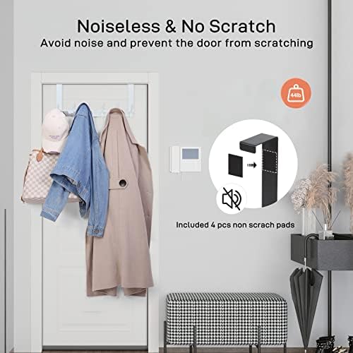 Over The Door Hooks, Door Hanger Hooks for Hanging, Over The Doors Towel Racks for Bathroom with 12 Coat Hook, Coat Rack Bathroom Accessories(2 Pack, White)