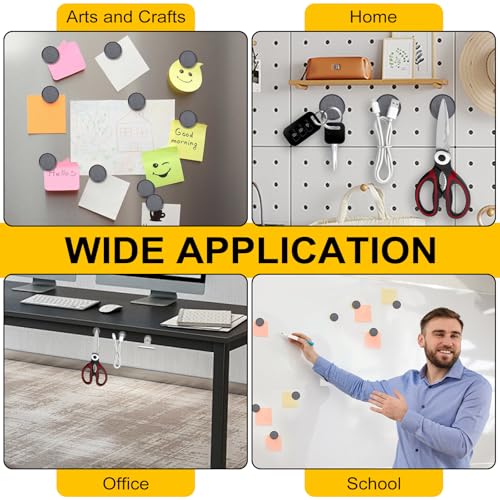 DIYMAG Strong Magnets 200Pcs 0.47x0.12Inch Fridge Refrigerator Magnet for Crafts with Adhesive Backing Magnetic Small Black Button Ceramic Circle Craft Round Heavy Duty Adhesive Neodymium Whiteboard