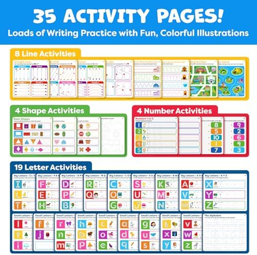 Preschool Learning Activities - Tracing Books for Kids Ages 3-5 - Toddler Handwriting Practice - Letter Tracing for Kids Preschool Kindergarten Workbooks 3-4, 4-5 - Learning Books - Back To School