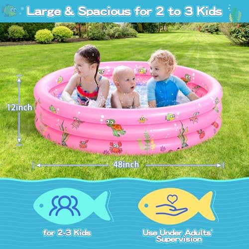 Garden Round Inflatable Baby Swimming Pool, Portable Inflatable Child/Children Little Pump Pool,Kiddie Paddling Pool Indoor&Outdoor Toddler Water Game Play Center for Kids/Girl/Boy