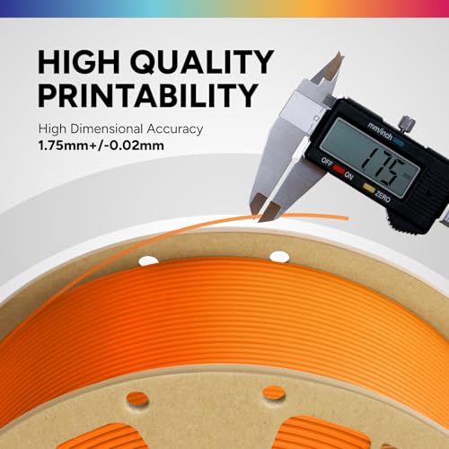 OVERTURE PLA Filament 1.75mm, Neatly Wound 3D Printer Filament 1kg Spool (2.2lbs), Dimensional Accuracy +/- 0.02 mm, Fit Most FDM 3D Printers (Orange)