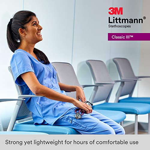 3M Littmann Classic III Monitoring Stethoscope, 5863, More Than 2X as Loud, Weighs Less, Stainless Steel Mirror-Finish Chestpiece, 27" Navy Blue Tube, Smoke Stem, and Headset