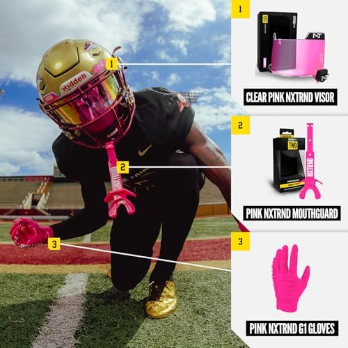Nxtrnd Two Football Mouth Guard, Football Mouthpiece with Strap, Fits Adult & Youth (Pink)