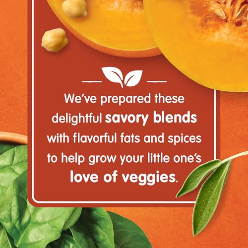 Happy Baby Organics Savory Blends Stage 2 Baby Food, Squash Chickpeas & Spinach with Avocado Oil + Sage, 4 Ounce Pouch (Pack of 16)