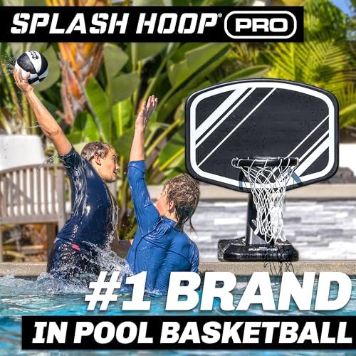 GoSports Splash Hoop PRO Swimming Pool Basketball Game - Includes Poolside Water Basketball Hoop, 2 Balls and Pump - Black