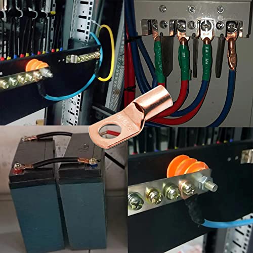 TKDMR 260Pcs Copper Wire Lugs AWG2 4 6 8 10 12 with Heat Shrink Set, 120Pcs Battery Cable Lugs Battery Cable Ends Ring Terminals Connectors with 140Pcs Heat Shrink Tubing Assortment Kit