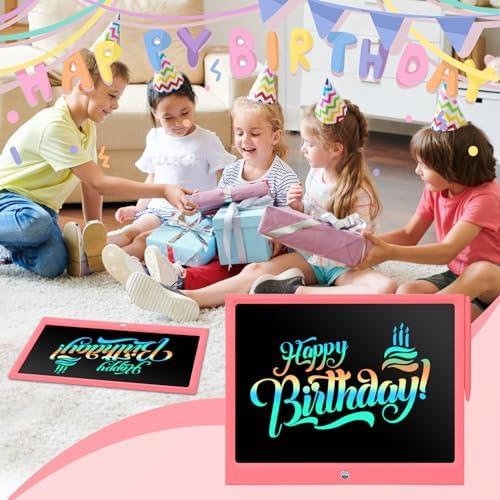 EooCoo Toys for Ages 4-8, 15 Inch LCD Writing Tablet, Drawing Pad Doodle Board, No Mess Coloring Books for Kids, Toddler Travel Essentials Girls Gift, Educational Toy for 4 5 6 7 8 Years Old Kid