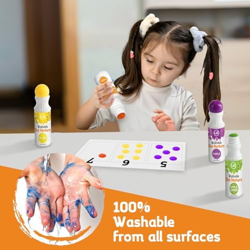 Dot Markers for Toddlers 1-3, 10 Colors Washable Bingo Daubers, Dot Art, Toddler Art and Crafts, Bingo Markers, Includes Free Dot Art Activity Book