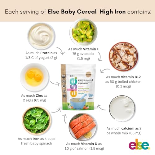 Else Nutrition Super Cereal For Babies 6 mo+, Made With Real Whole Plants for a Nutritionally Balanced meal, with gluten free carbs and plant protein (Mango, 6 Pack)