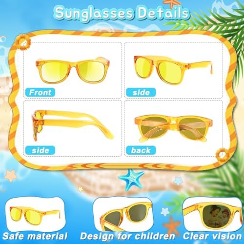 Kids Sunglasses Party Favors - Boys Girls Age 3-8 Birthday Goodie Bags Stuffers, Neon Sunglasses with UV 400 Protection for Kids Classroom Favors - 24 Packs