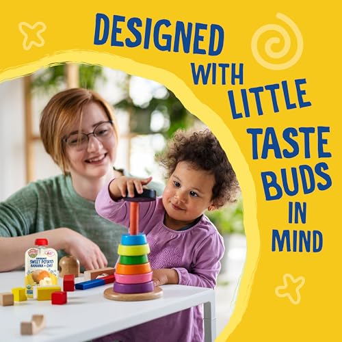 Earth's Best Organic Baby Food Pouches, 6+ Months, Fruit and Grain Puree for Babies 6 Months and Up, Organic Sweet Potato, Banana, and Oat, 3.5 Ounce Resealable Pouch (Pack of 12)