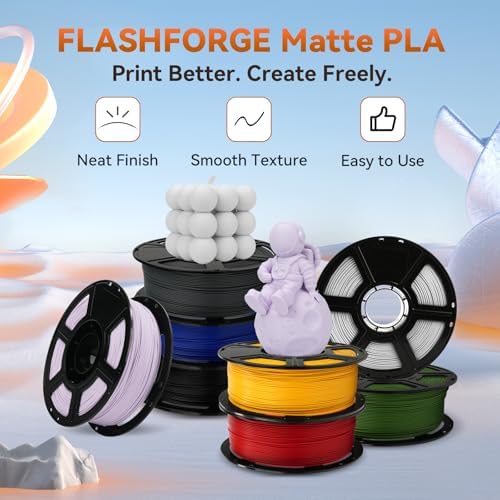 FLASHFORGE PLA Filament 1.75mm +/- 0.02mm, Matte Blue 3D Printer Filament 1kg (2.2lbs) Spool, Excellent Printing Performance, Easy to Use for Most FDM 3D Printers