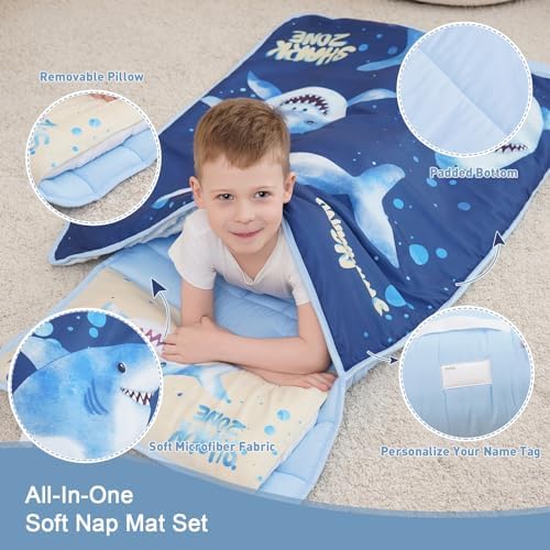 Extra Large Toddler Nap mat by Cokouchyi, Toddler Sleeping Bag with Removable Pillow, Measures 53 x 21 x 1.5 Inches, Sleeping Mat, Ideal for Daycare and Preschool Kindergarten