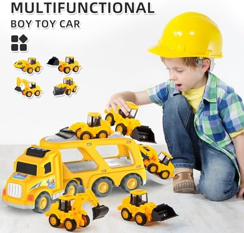 Veslier Construction Truck Toys for Boys Girls Age 1 2 3 4 5 6 Years Old,Carrier Transport Trucks for Kids 1-3 3-5 Year Old,Christmas Birthday Gift Toddler Toys.